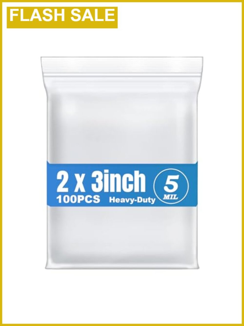 100pcs 2x3 Thick 5 Mil Reclosable Zip Seal Plastic Bags Heavy Duty